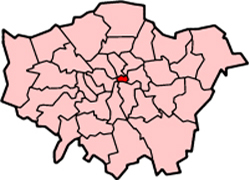 Район Сити на плане Большого Лондона